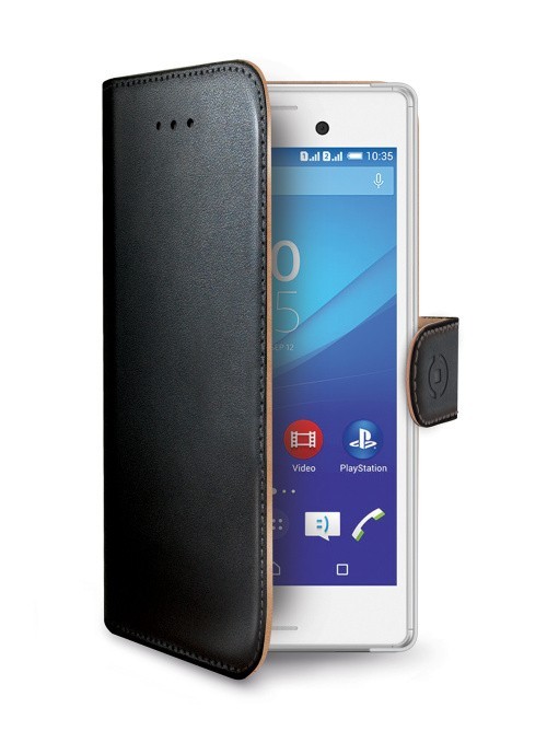 Pouzdro typu kniha CELLY Wally pro Sony Xperia M4 Aqua, PU kůže černé