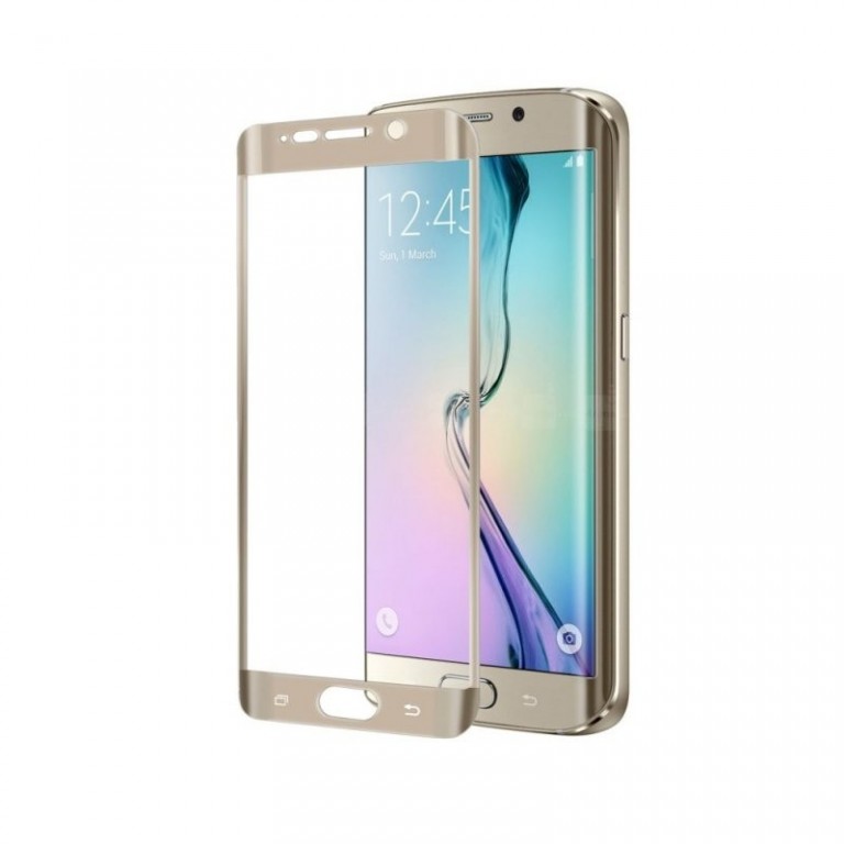 Ochranné zaoblené tvrzené sklo pro celý displej CellularLine GLASS pro Samsung Galaxy S6 Edge, zlaté