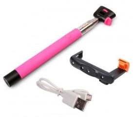 Selfie tyč Monopod bluetooth, extendable self portrait stick - Purple