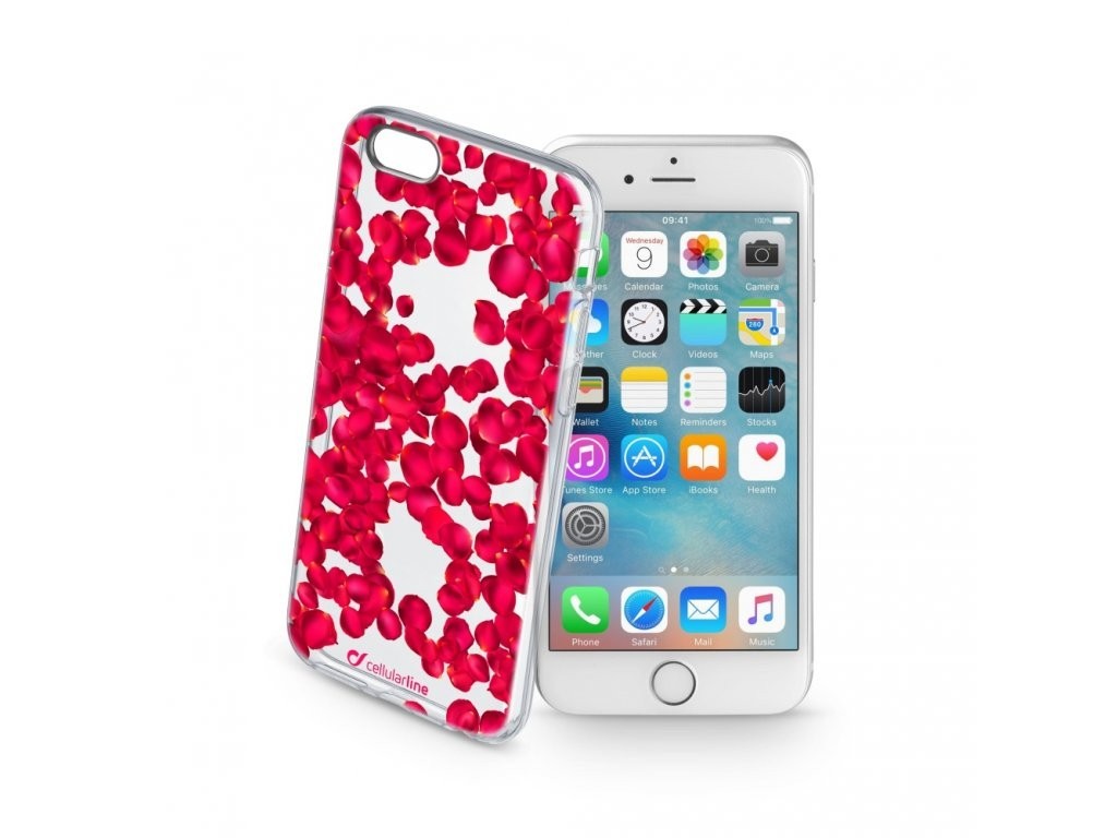 Průhledné gelové pouzdro CellularLine STYLE pro iPhone 6/6S, motiv ROSES