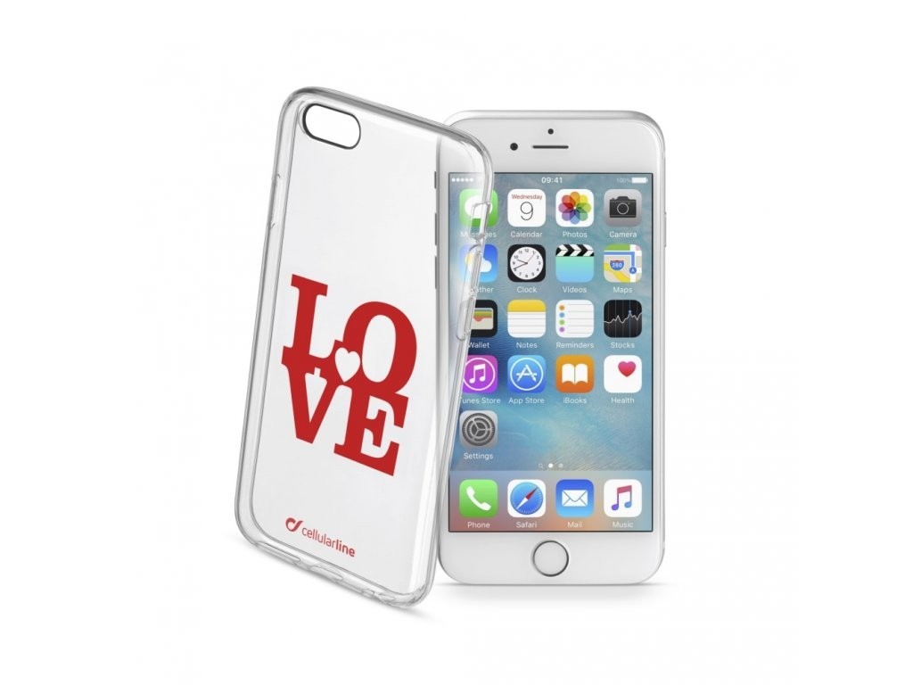 Průhledné pouzdro CellularLine STYLE pro iPhone 6/6S, motiv LOVE