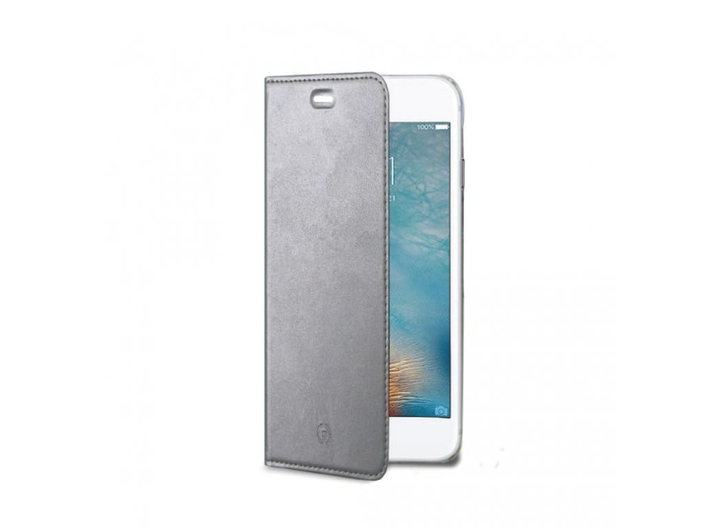 Ultra tenké pouzdro typu kniha CELLY Air pro Apple iPhone 7 Plus, PU kůže, stříbrné