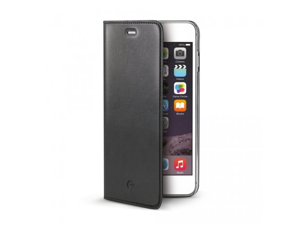 Ultra tenké pouzdro typu kniha CELLY Air pro Apple iPhone 6 Plus/6S Plus, PU kůže, černé