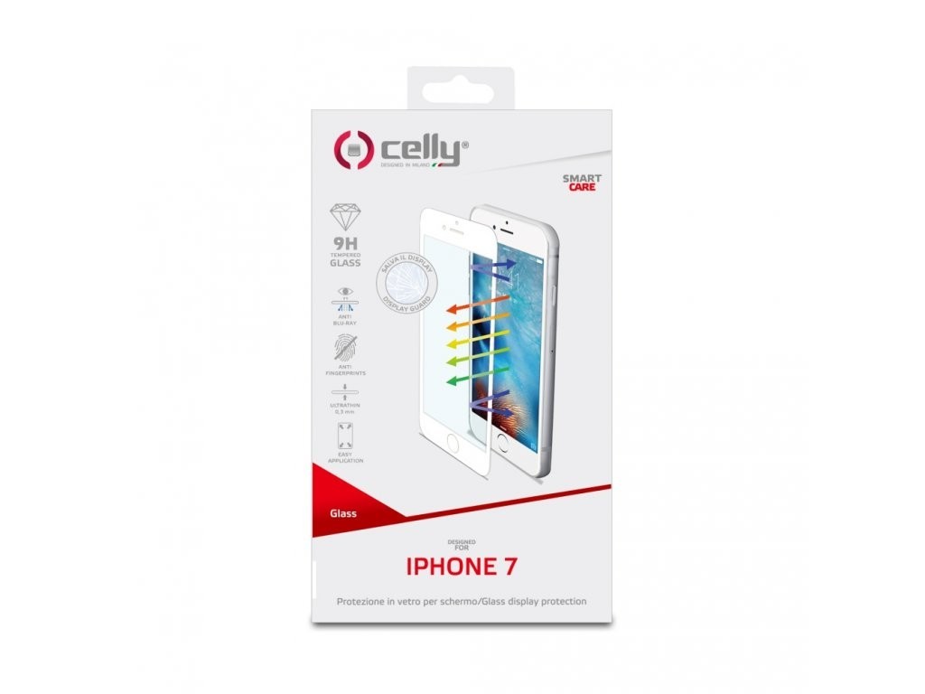 Ochranné tvrzené sklo CELLY Glass pro Apple iPhone 7, (sklo do hran displeje)