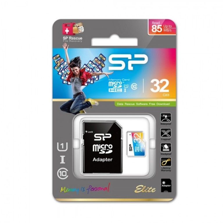 Paměťová karta Silicon Power ELITE COLORFUL microSDHC, UHS-1, C10, 32GB + adaptér SD