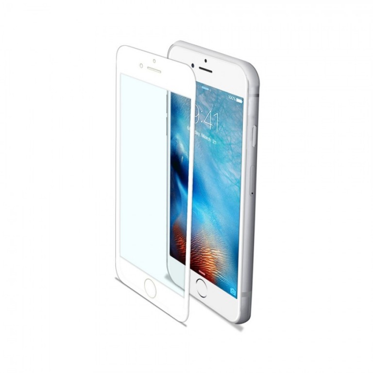 Ochranné tvrzené sklo CELLY Glass pro Apple iPhone 6/6S, bílé (sklo do hran displeje, anti blue-ray)
